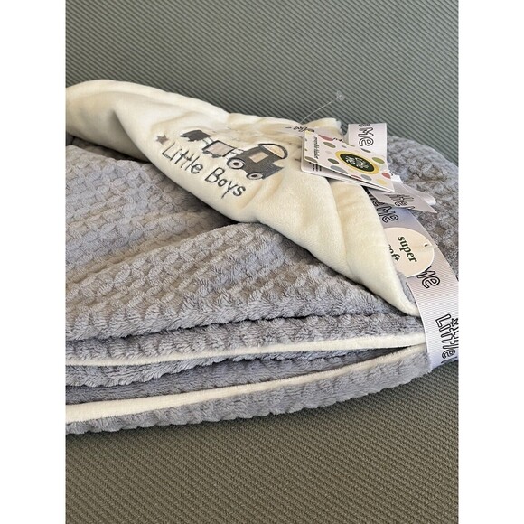 Little Me Thank Heaven For Little Boys Blue Reversible Baby Blanket Embroidered - Picture 4 of 7